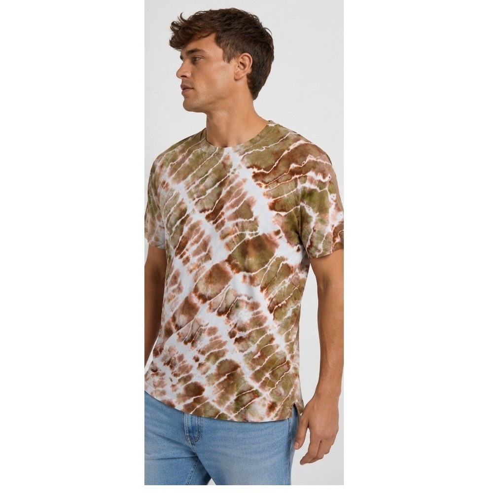 James Perse T-Shirt Mens Size 3 Brown Olive Tie Dye Custom